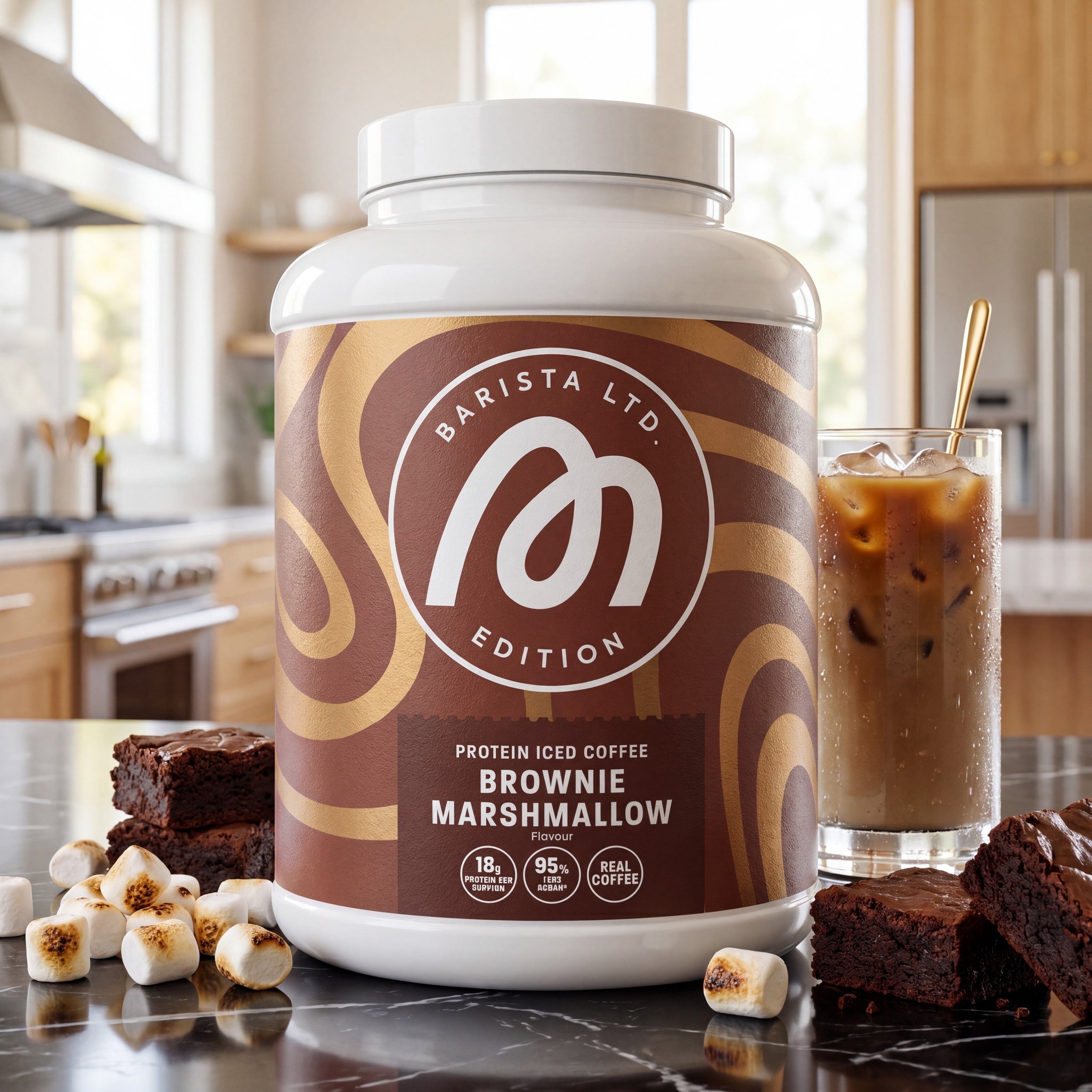 Protein Iced Coffee Brownie Marshmallow – High-Protein-Eiskaffee-Pulver von More Nutrition (Bild 2)