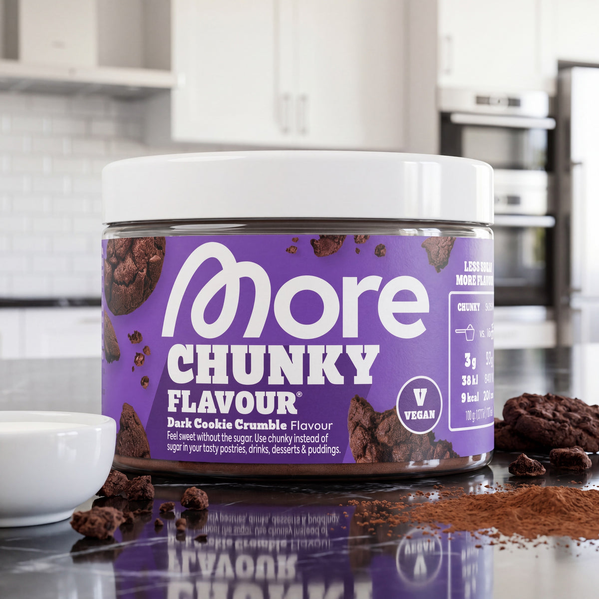 Chunky Flavour Dark Cookie Crumble – Geschmackspulver Dose von More Nutrition