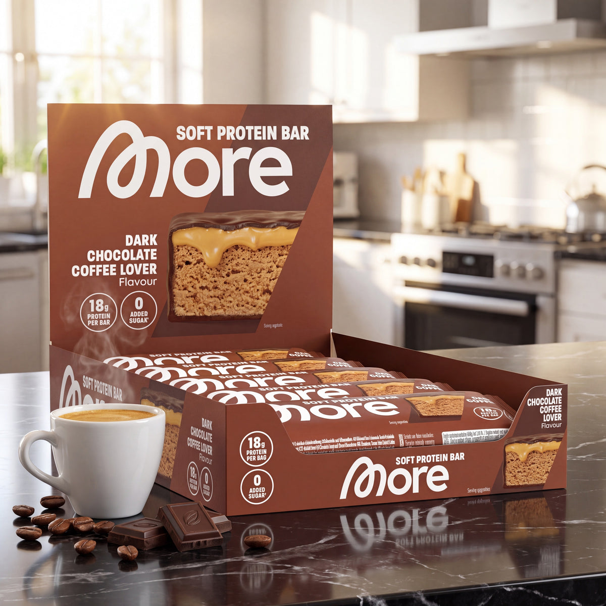 More Protein Bar Dark Chocolate Coffee Lover – Proteinriegel [aiimg165]