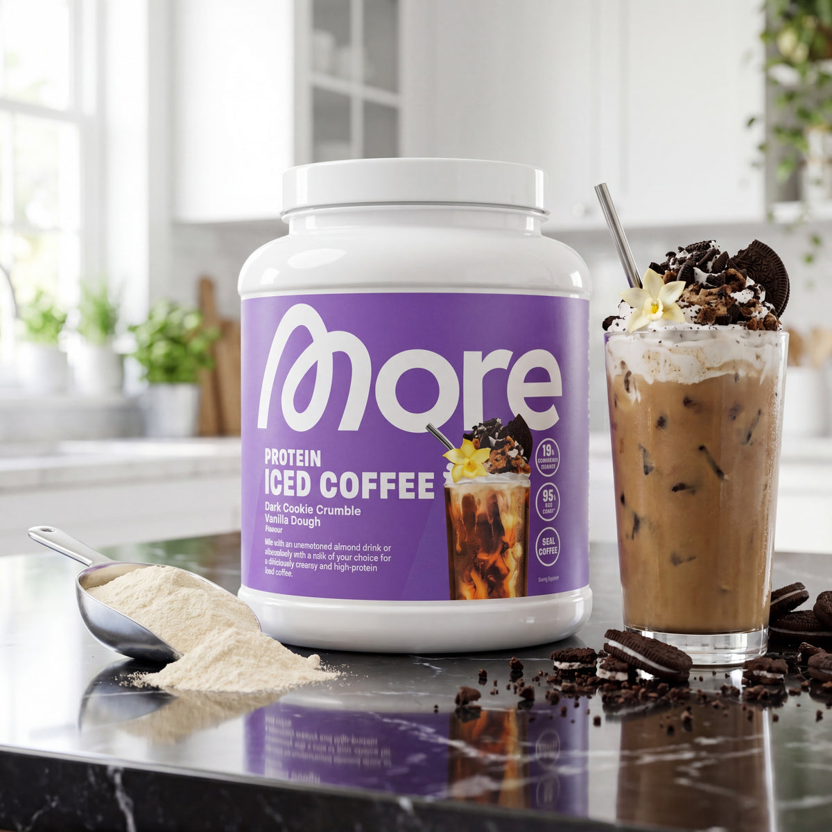 Protein Iced Coffee Dark Cookie Crumble Vanilla Dough