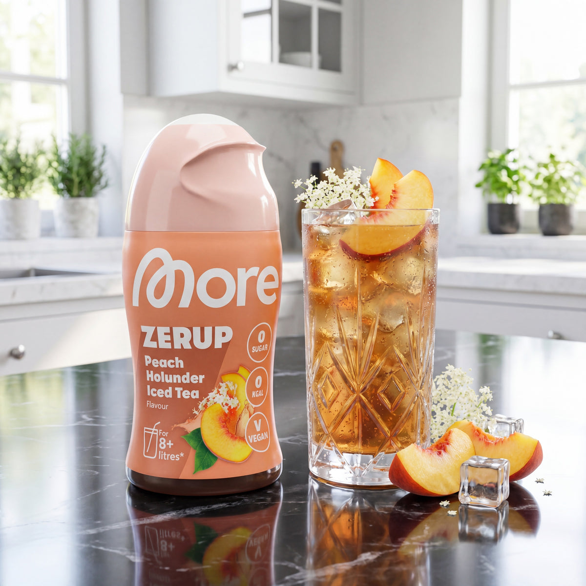 Zerup - Zero Sirup Peach Holunder Iced Tea – Sirup Flasche